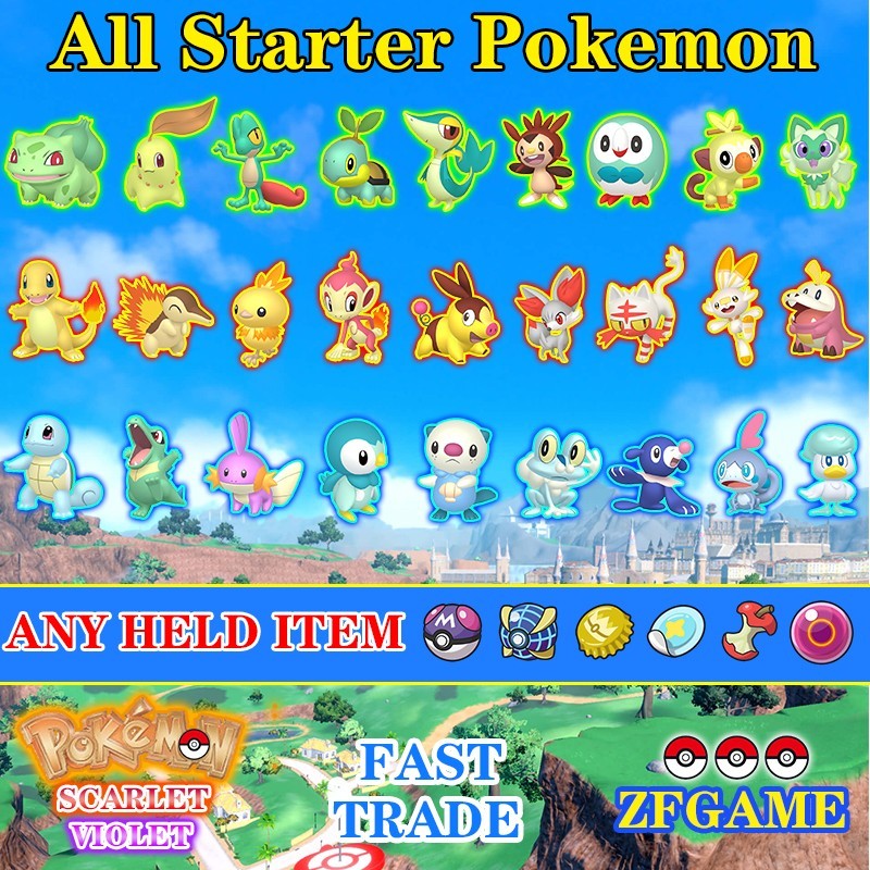 ✨CHOOSE ANY 6IV SHINY/NON Starter Pokemon🚀SCARLET and VIOLET✨Online delivery⚡