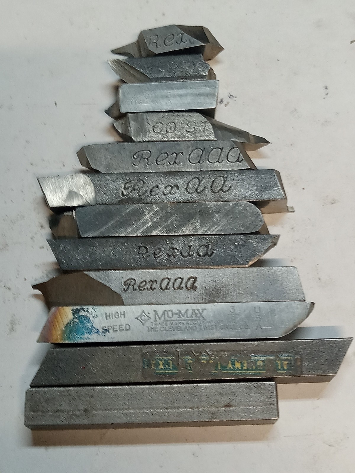 Lot Of 12 Vintage  HSS 3/8" Lathe Tool Bits  Various Brands + Shapes
