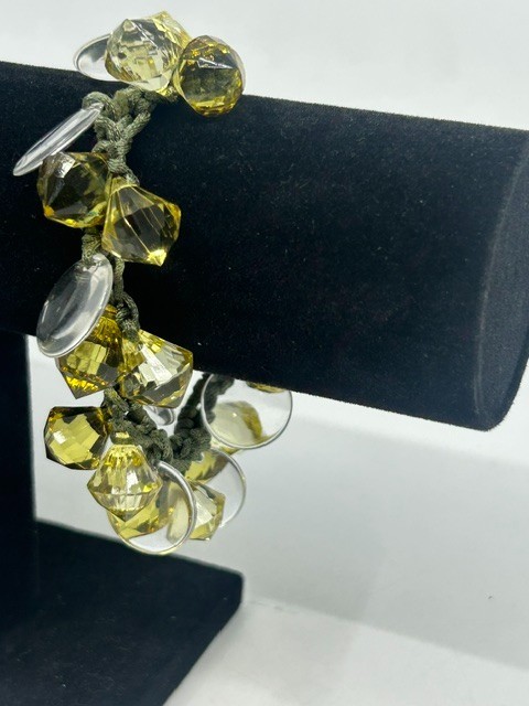 Vintage Lemon Quartz Bracelet Gemstone Beads Adjustable