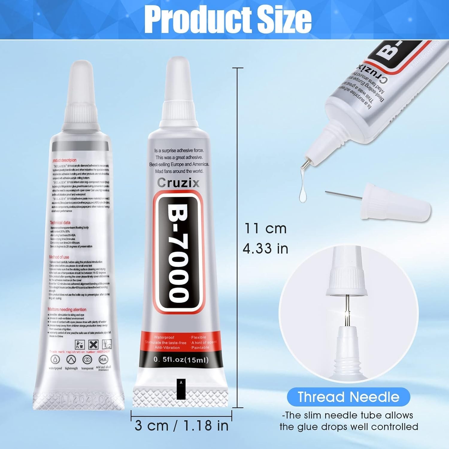B-7000 Glue Clear 4 Pack – 15ml Jewelry Rhinestone Fabric Phone Repair Adhesive