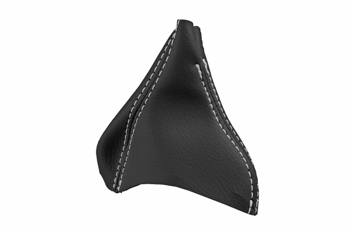 Automatic Shift Boot Cover Leather for Volvo XC90 2003-2014 Black White Stitch