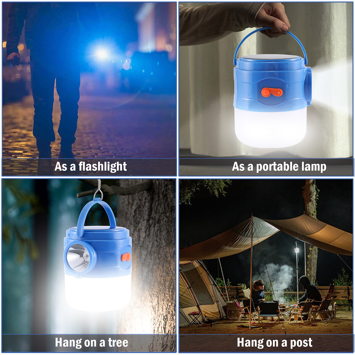 Solar Camping Lantern Flashlight Lamp Portable Rechargeable LED USB Powered A+++