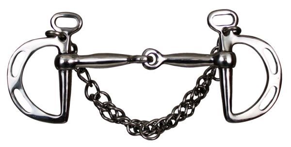 English Saddle Horse Kimberwick Snaffle Bit w/ 5" Stainless Steel mouth w/chain