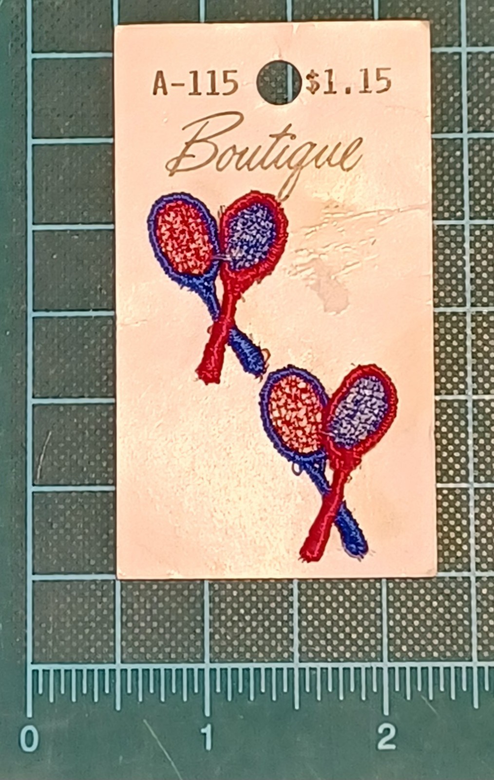 Vtg Boutique Sew-on Tennis Racquets Patch Red & Blue Sewing & Craft Embroider -W