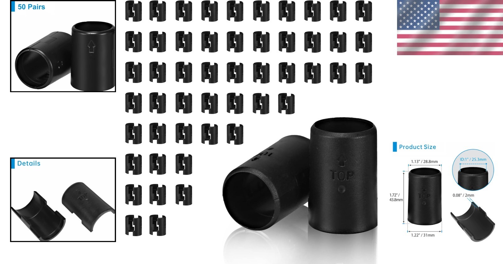 100 Durable Black Wire Shelf Clips for 25mm Posts - Easy Installation Solution