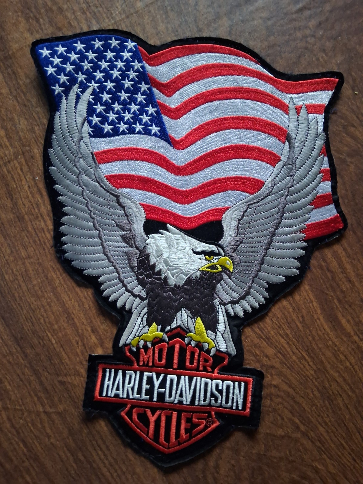 Vintage Large Harley Davidson Back Patch Biker Original Silver Eagle USA