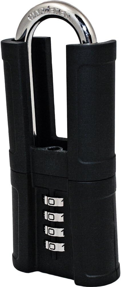 FJM Security SX-876 4-Dial Combination Padlock Long Shrouded Shackle Blk New
