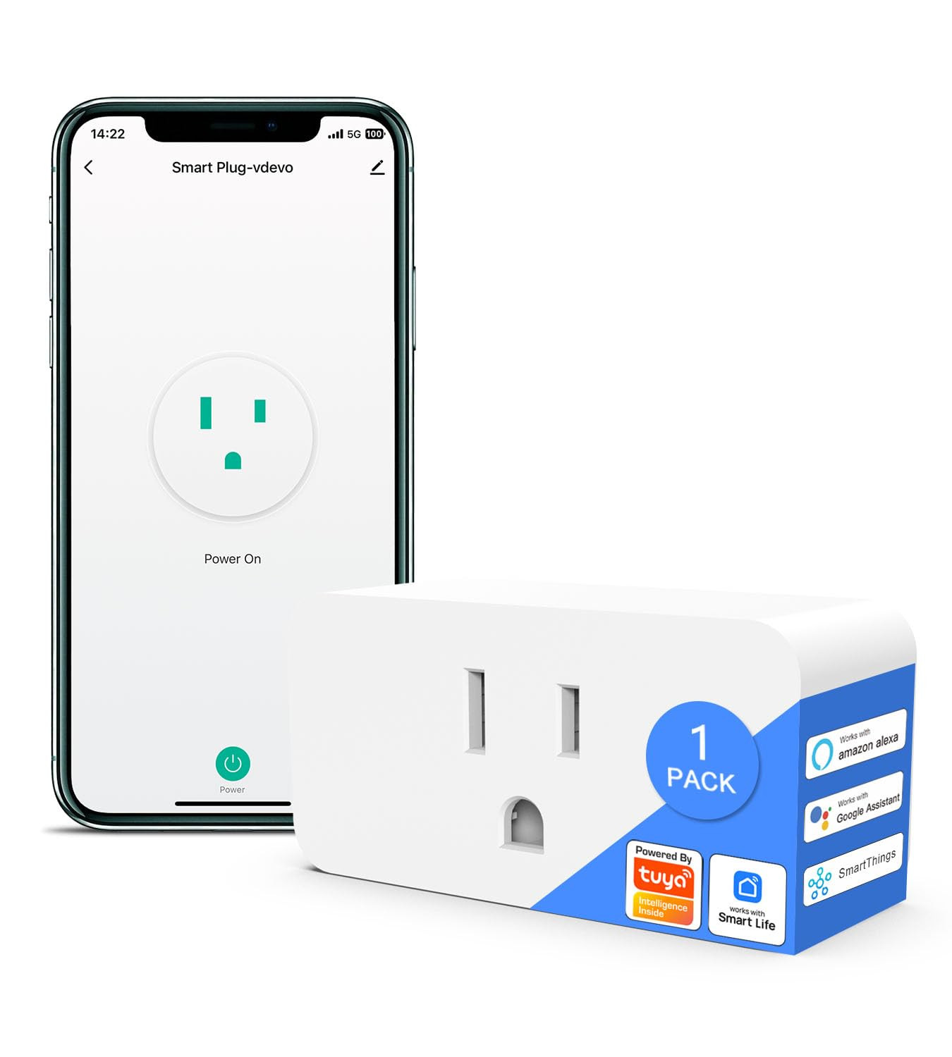 Smart Plug Mini with Energy Monitoring, 2.4G Wi-Fi Outlets Support Alexa, Google