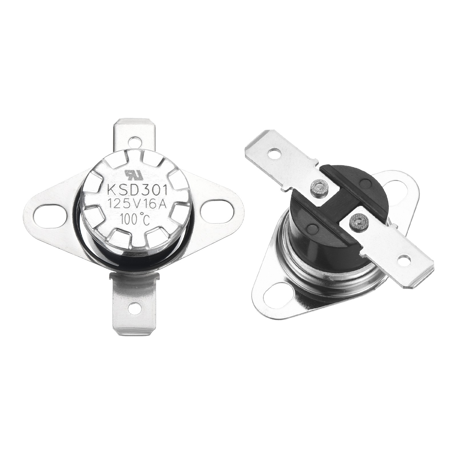 2pcs KSD301 Thermostat 100°C 16A NC Adjust Snap Disc Temperature Switch,Bakelite
