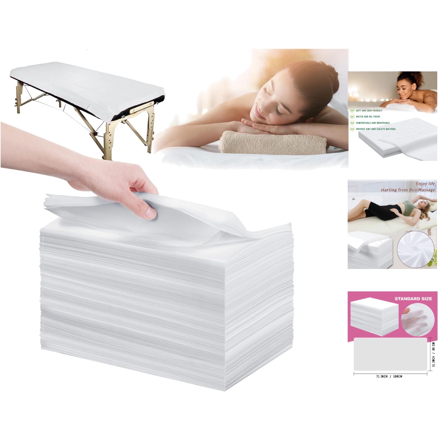 Convenient 100 Pcs Disposable Spa Bed Sheets 31" x 71" - Easy Cleanup & Soft