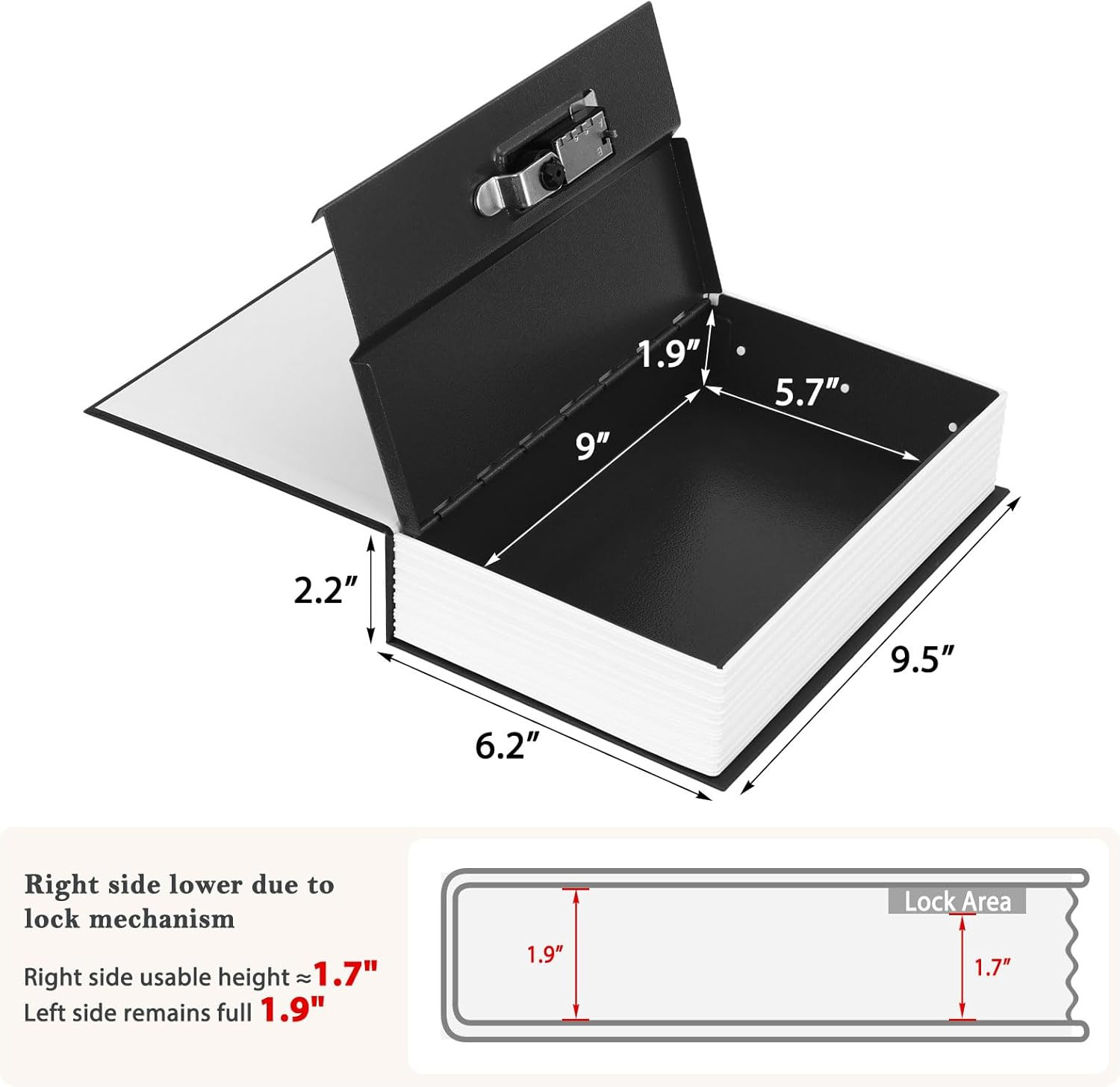 KYODOLED Diversion Book Safe with Combination Lock, Secret Safe Metal Lock Box,
