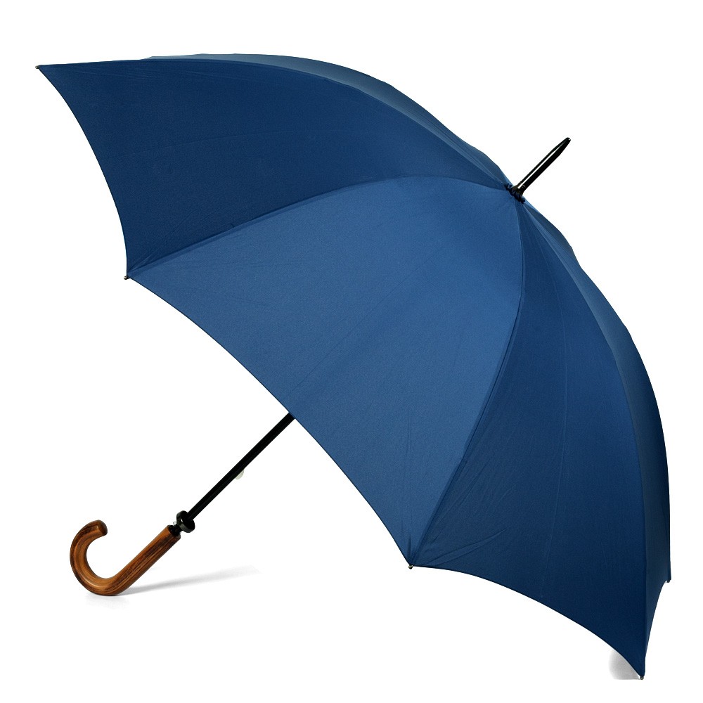 Clifton Navy Blue Fibreglass Umbrella with Wooden Handle