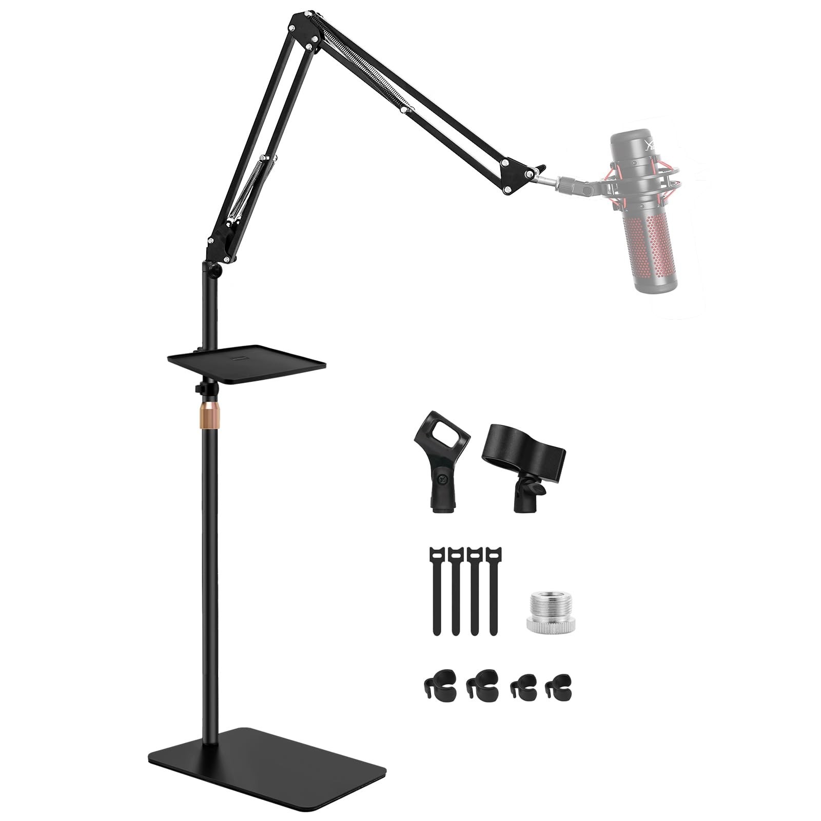 BILIONE Microphone Stand with Weighted Base, Mic Floor Stand Boom Arm with Mi...