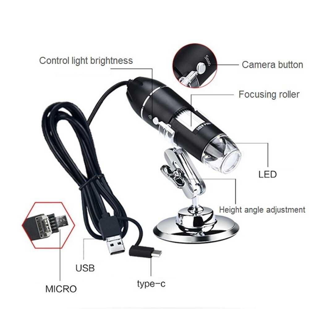 1600X Focus Microscope 3in1 HD Digital Microscope Electron USB Microscope