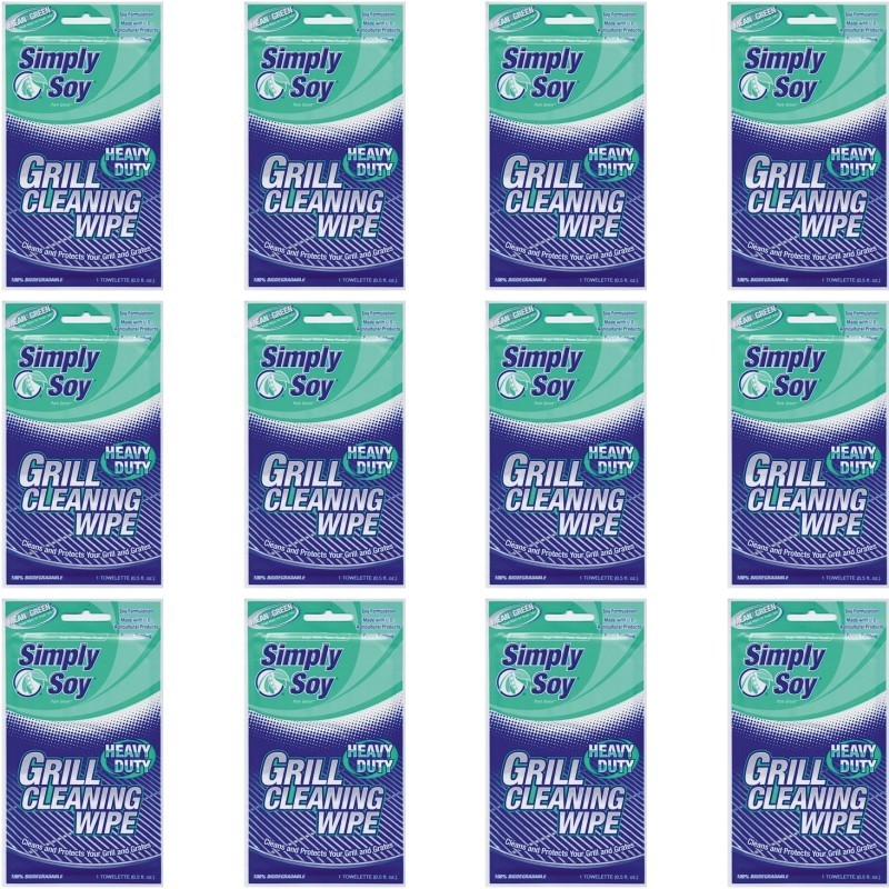 Box of 12 - Nutek Simply Soy Pure Green Heavy Duty Grill Cleaning Wipe Packs