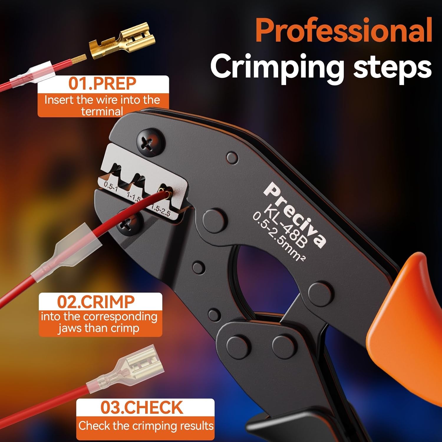 Terminal Crimper Tool Kit, Professional Ratcheting Wire Crimping Tool with AWG