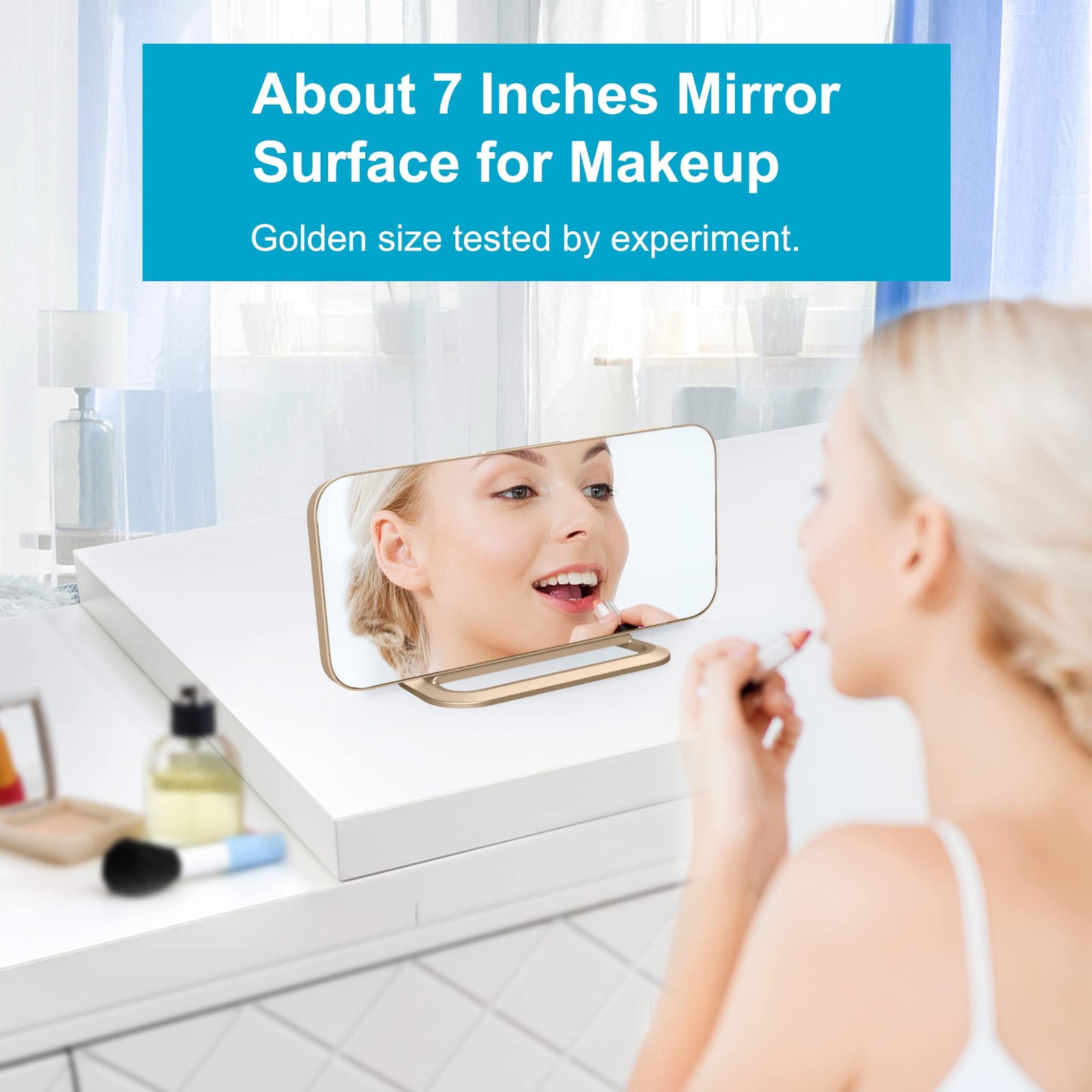 Slim LED Digital Alarm Clock Mirror Surface for Makeup with Diming Large Disp...