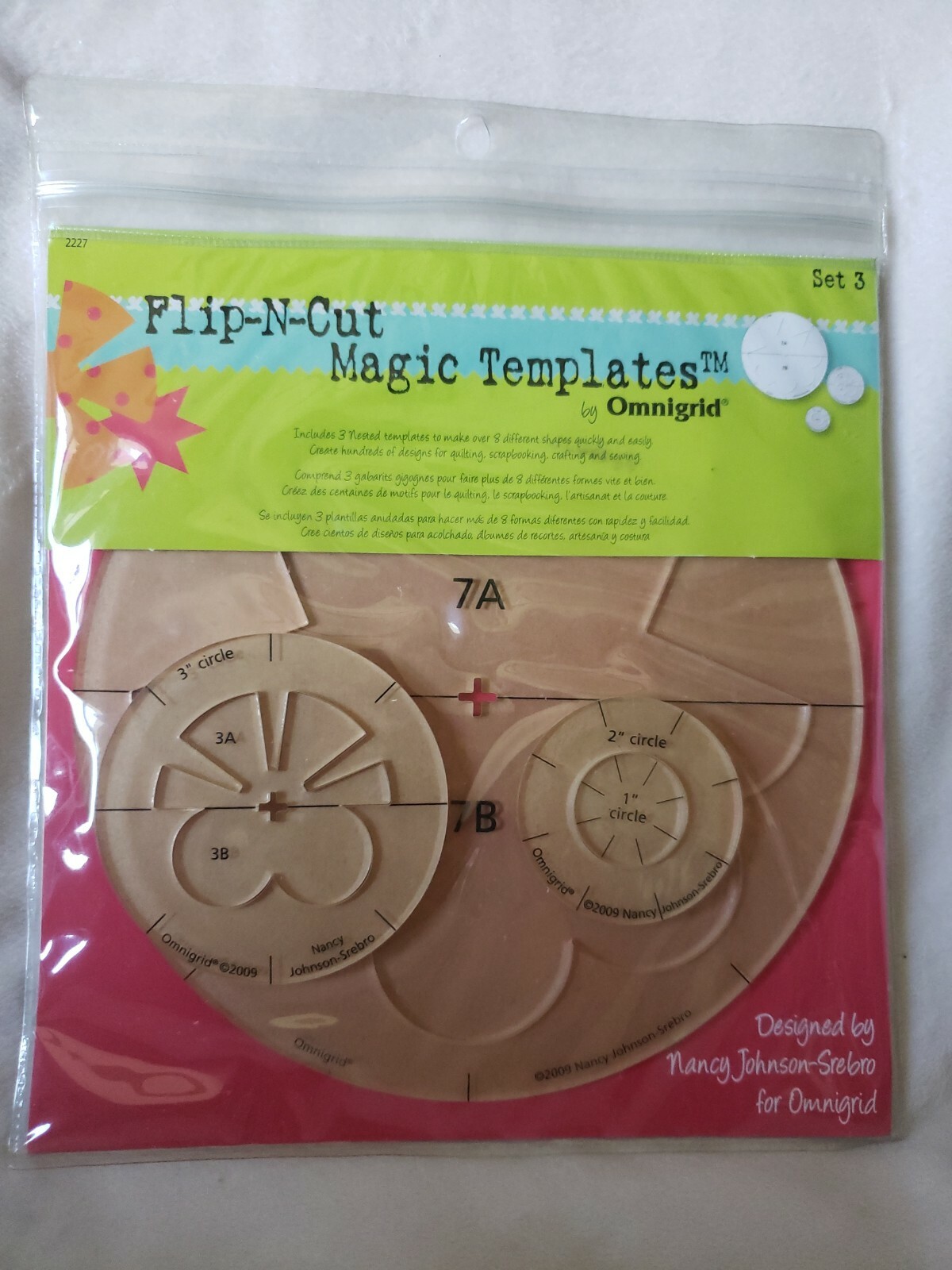 Omnigrid FLIP N CUT MAGIC TEMPLATES Set #3 for QUILTING SCRAPBOOKING CRAFTING