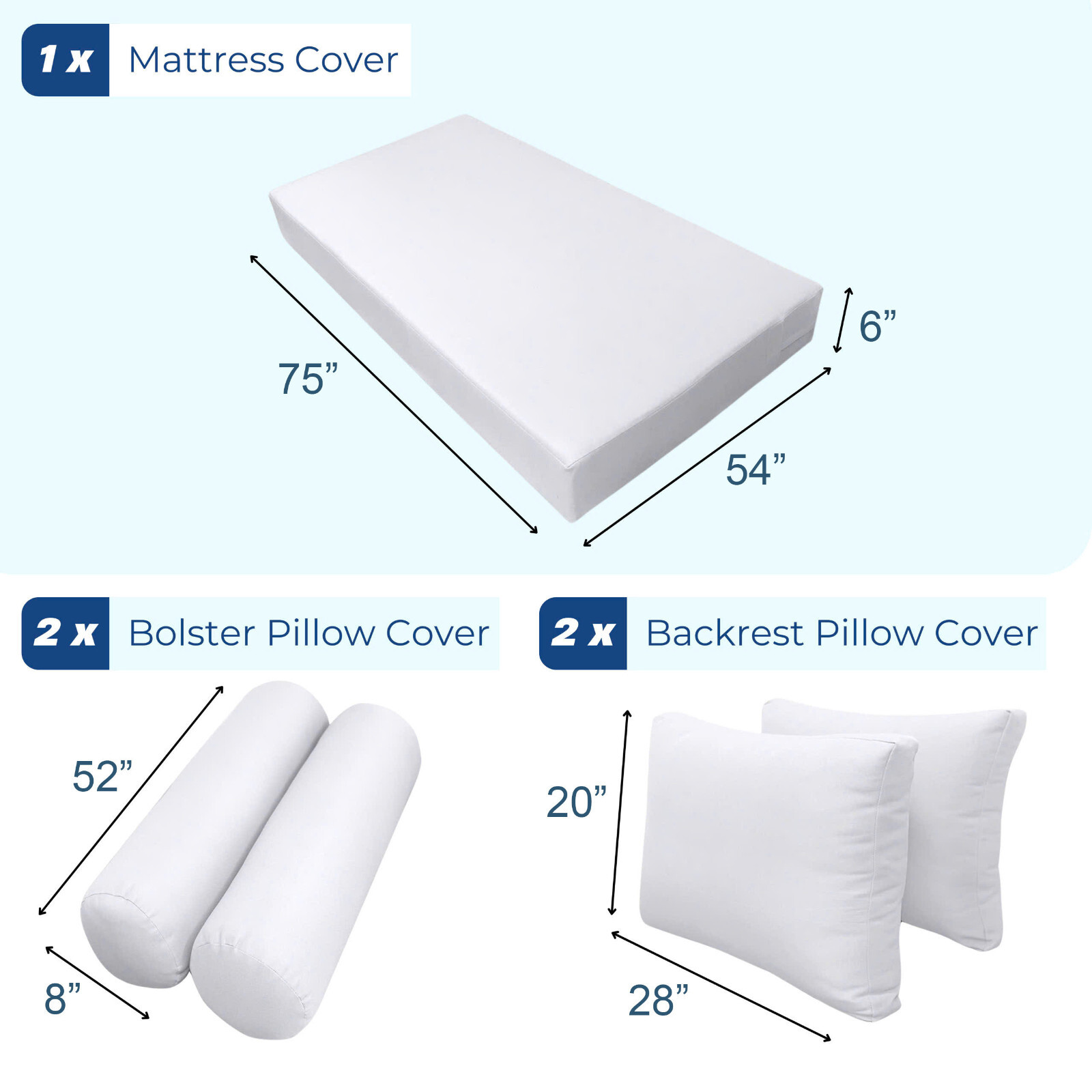 COVER ONLY STYLE 1 Mattress Pillow Daybed Porch Swing Knife Edge Full AD106