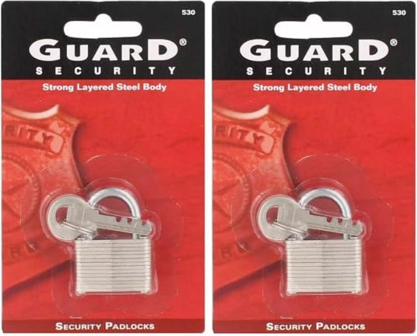 2 Pack Guard Security Strong Layered Zinc Plated Key Padlock Steel 1-1/4" #530