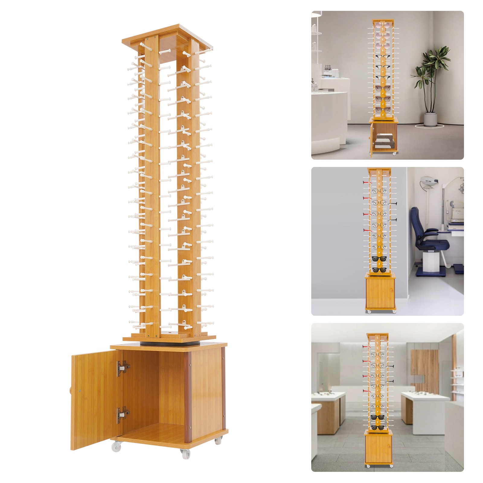 72-Pair Eyeglass Display Rack Rotating Glasses Storage Stand Floor-standing