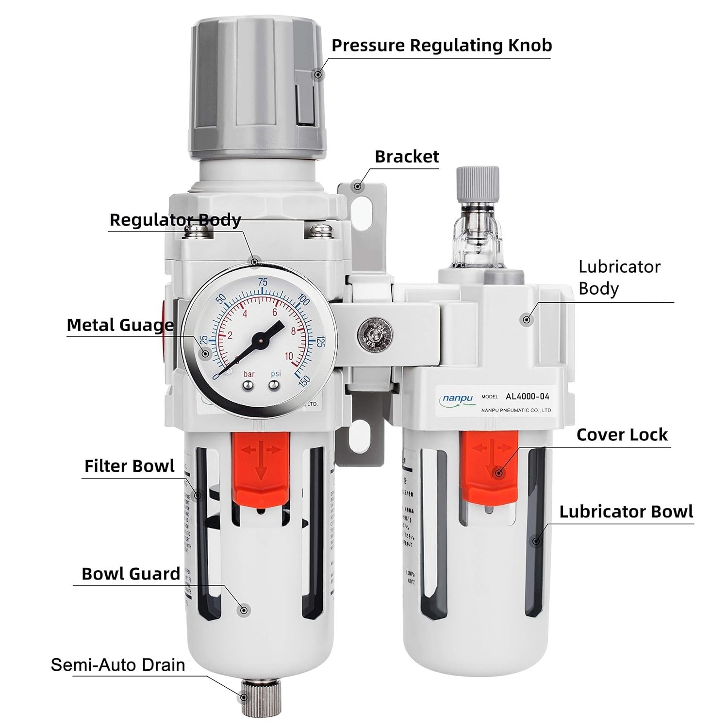 Compressed Air Filter Regulator Combo for Enhanced Performance & Safety