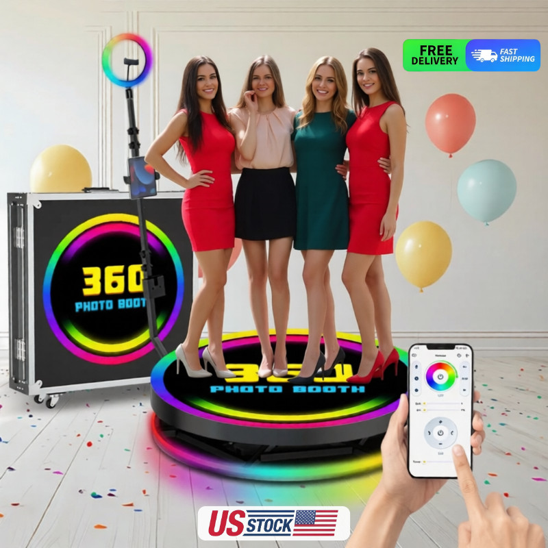 360 Photo Video booth Platform with Rotating Camera Wedding Party Rent