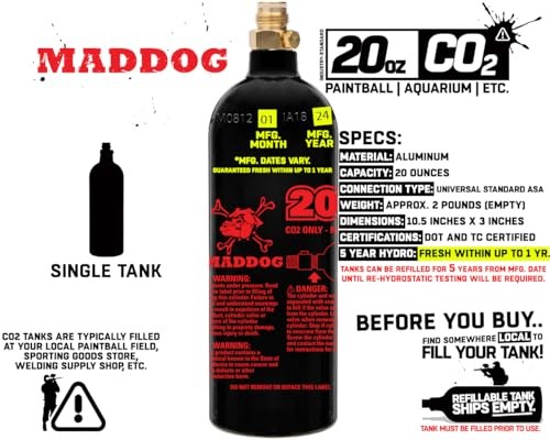 Refillable Aluminum CO2 Paintball Tank Empty Replacement Accessory