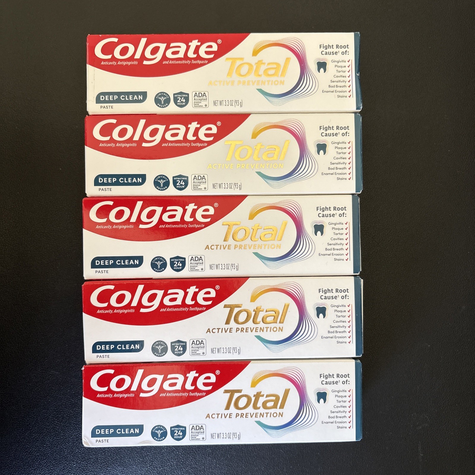 5x Colgate Total Active Prevention Toothpaste 3.3 oz Each Exp 03/2027 +
