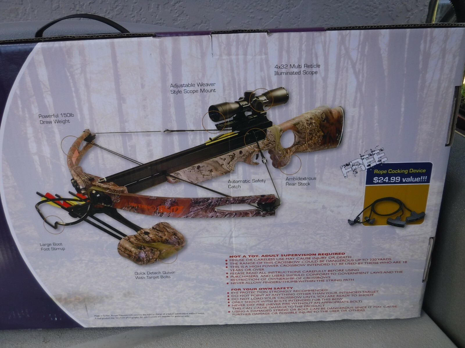Arrow Precision Inferno Blitz Compound Crossbow Package 4x32 Multi Reticle