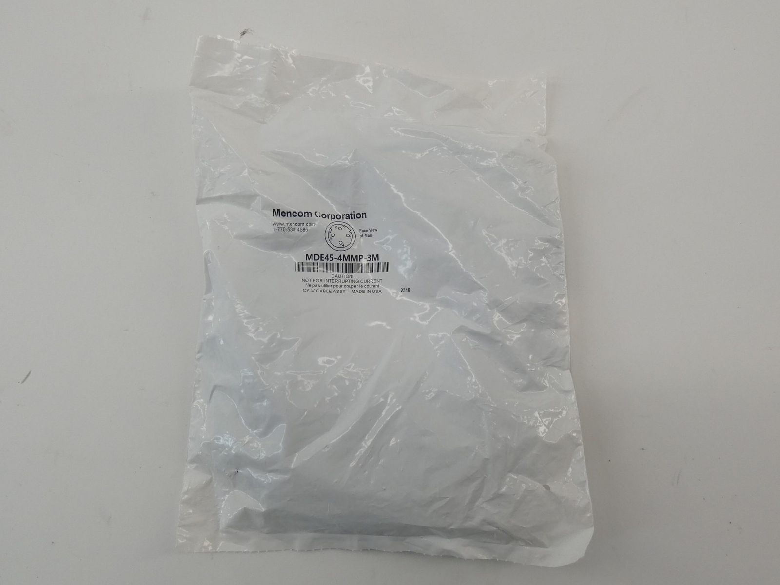 Mencom MDE45-4MMP-3M Green Cable Cordset - NEW Surplus!