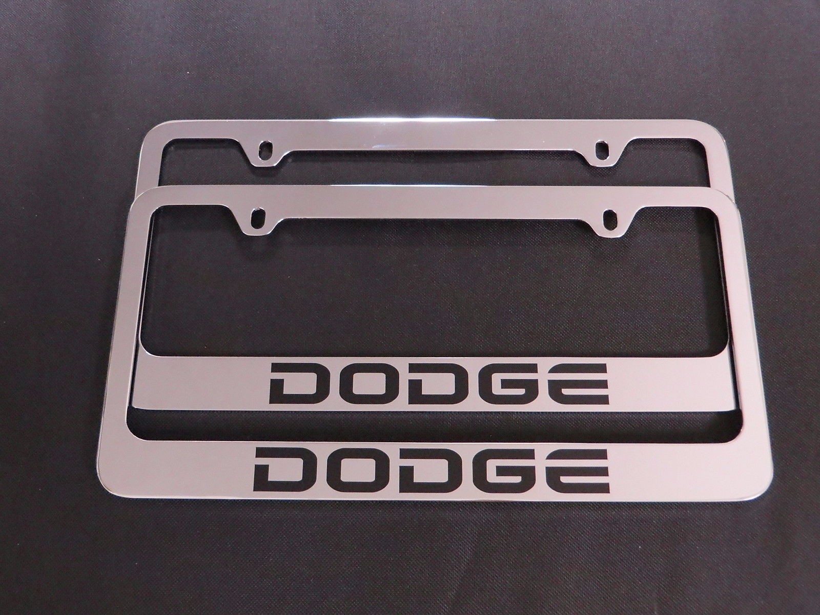 2 DODGE STAINLESS STEEL metal Chrome License Plate Frame