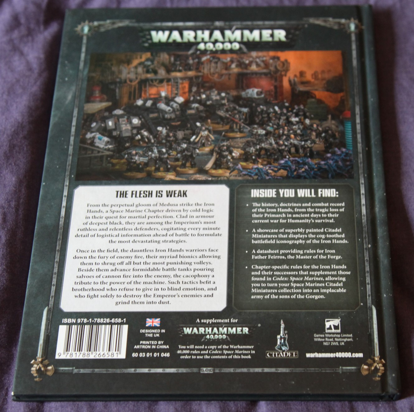 Warhammer 40k, Iron Hands Codex Supplement, Games Workshop, Hardcover, Hard Face