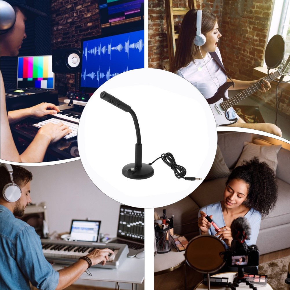 Reusable Black Plastic Tabletop Microphone for Live Streaming and Gaming