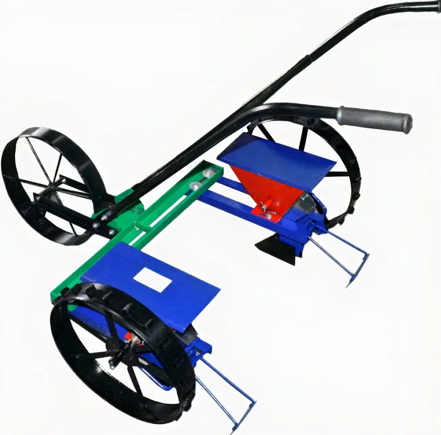 Two-row seeder for precision sowing of vegetables Row adjustment