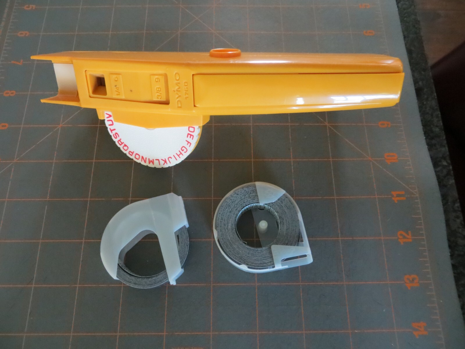 Vintage Dymo Label Maker Gun with 2 Black Label Tapes