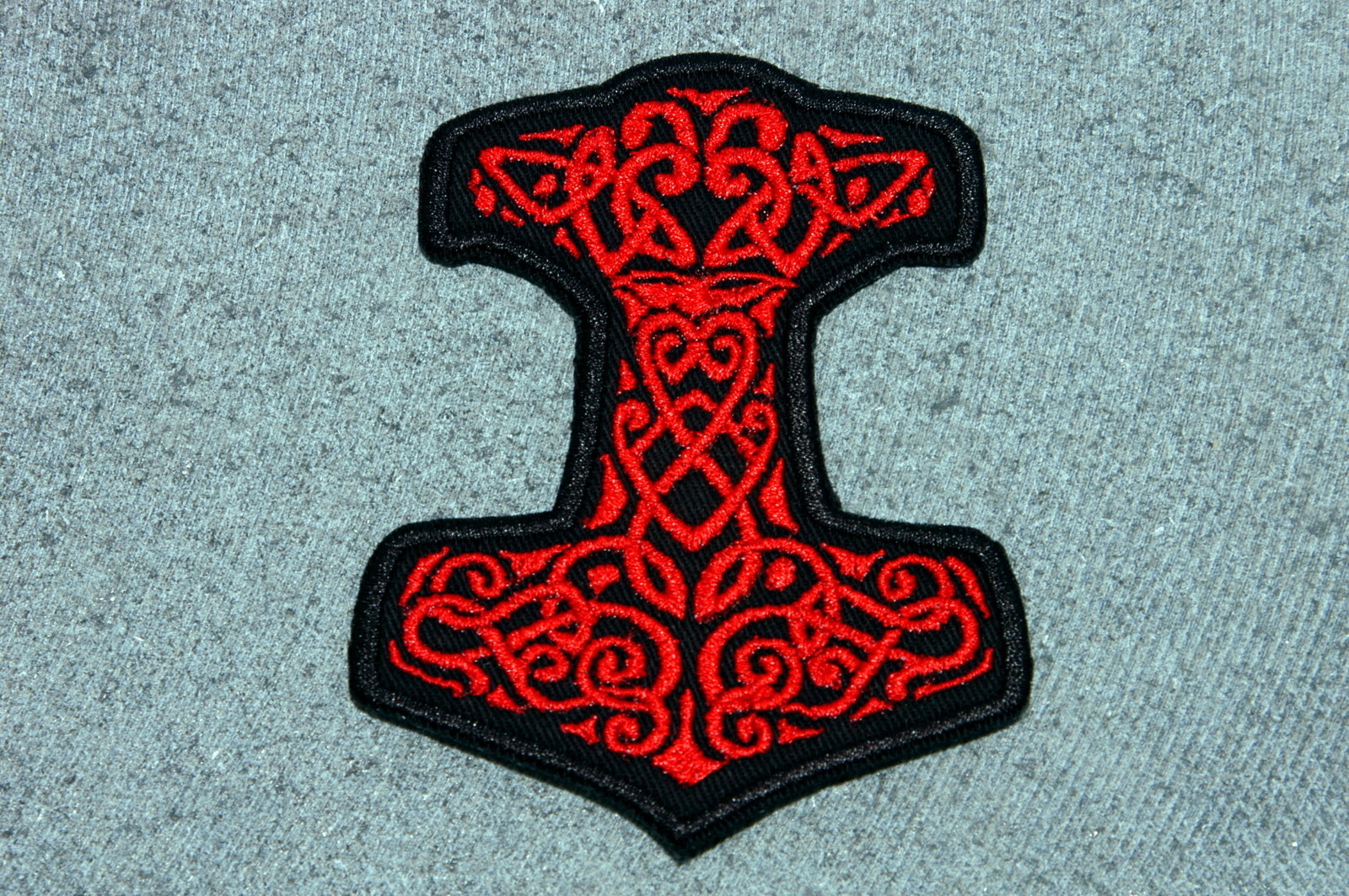 THOR'S HAMMER Biker Vest Motorcycle Patch RED, norse,god,celtic, viking