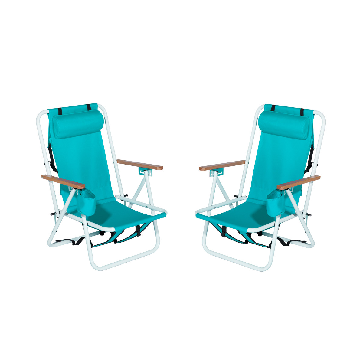 Folding Beach Chair Set of 2 for Adults, 4 Position Portable Backpack Foldable