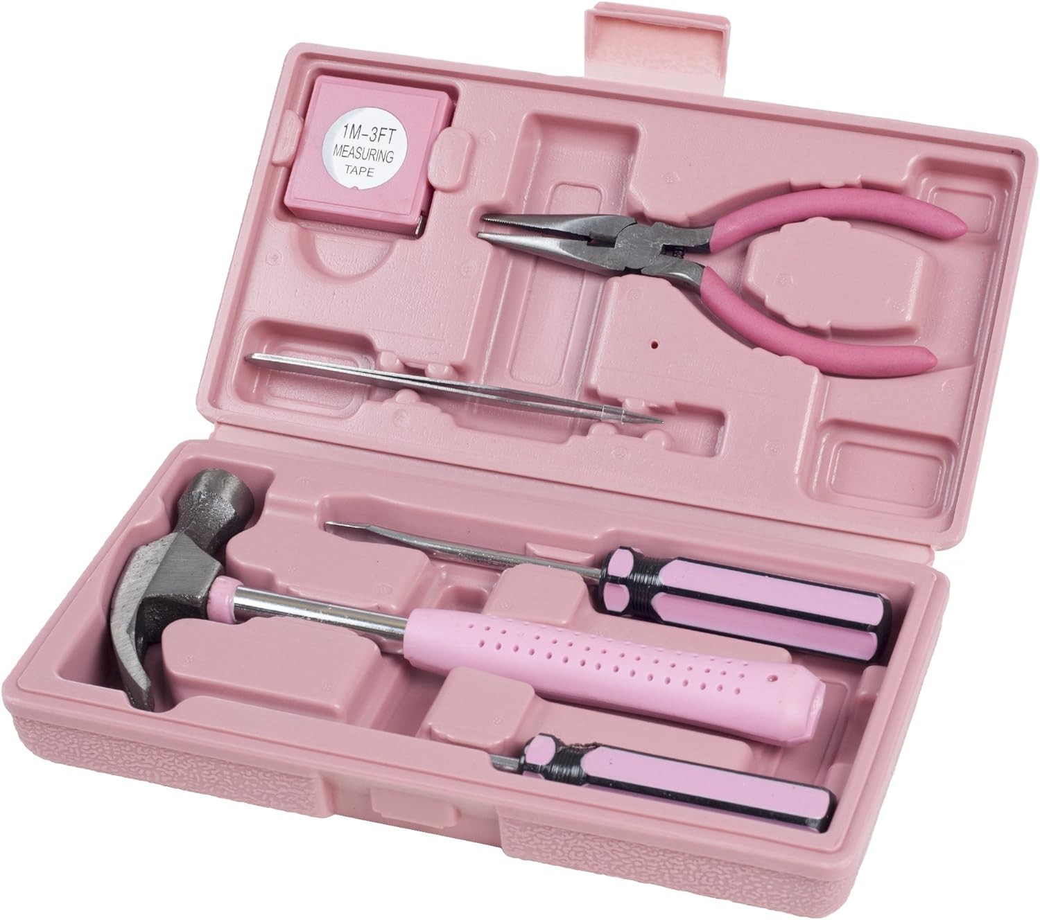 Stalwart Pink 7-Pc Household Tool Kit w/Hammer, Screwdrivers, Pliers