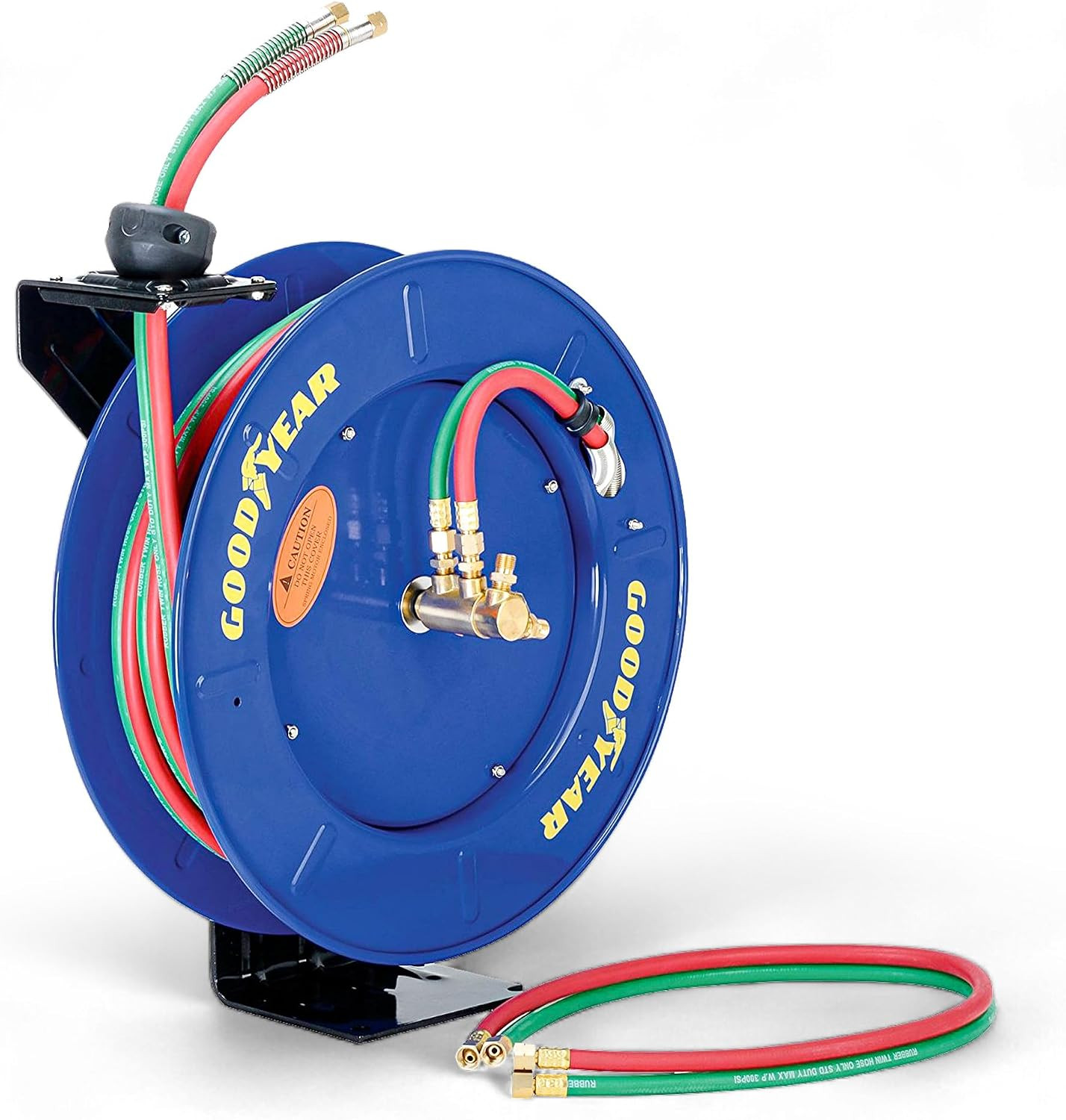 Heavy Duty 1/4" X 65' Retractable Welding Hose Reel - 300 PSI Acetylene/Oxygen