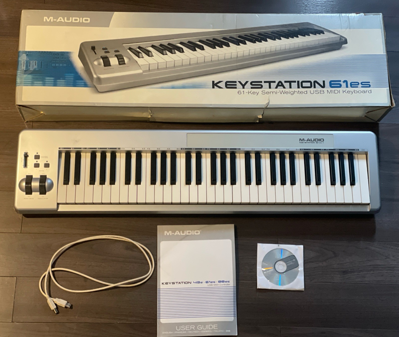 VINTAGE M-AUDIO KEYSTATION 61 ES MIDI Controller Keyboard Complete w/Box, Parts