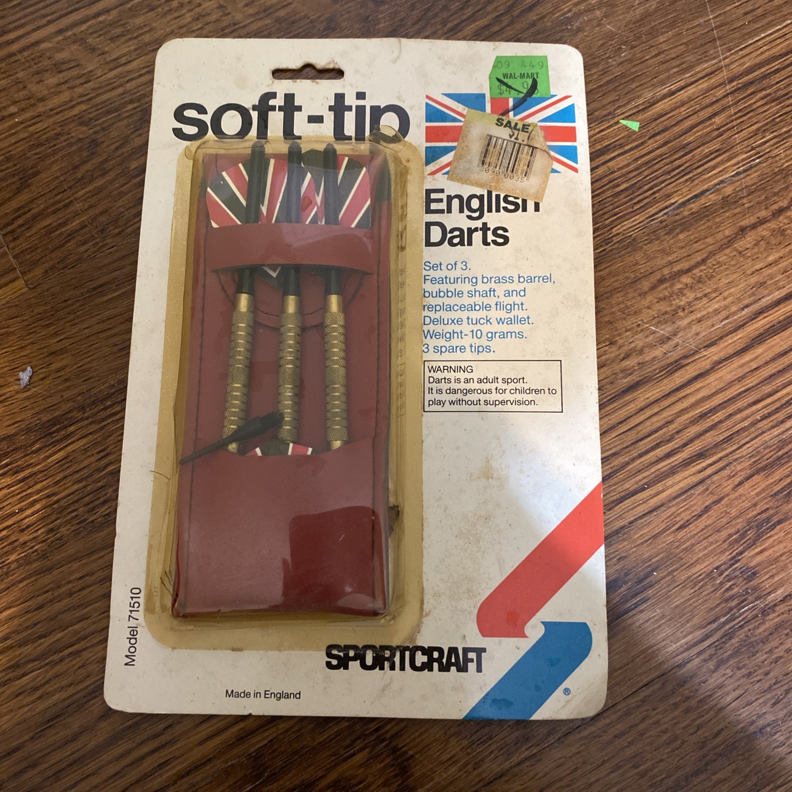 Sportcraft vintage NOS Soft-Tip set of 3 English Darts in package 71510