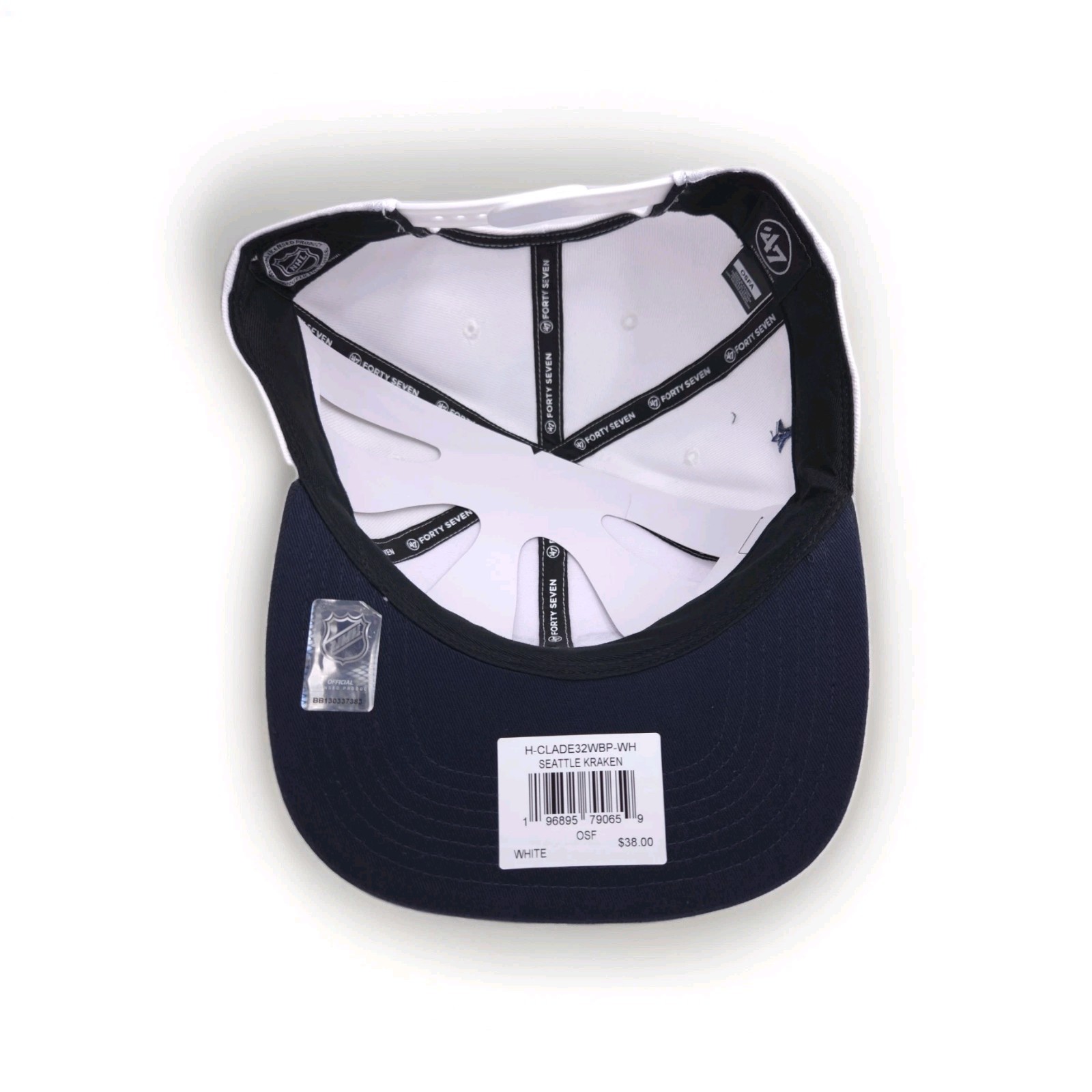 '47 Brand Seattle Kraken 2021 Captain Snapback Hat Cap Adjustable White NHL