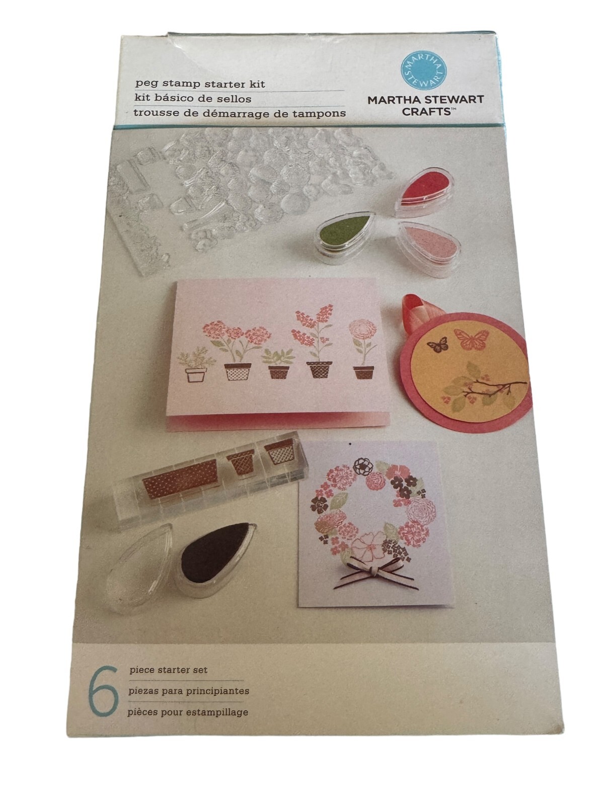 Martha Stewart Crafts Peg Stamp Starter Kit Acrylic Block Flower Pots Butterfly