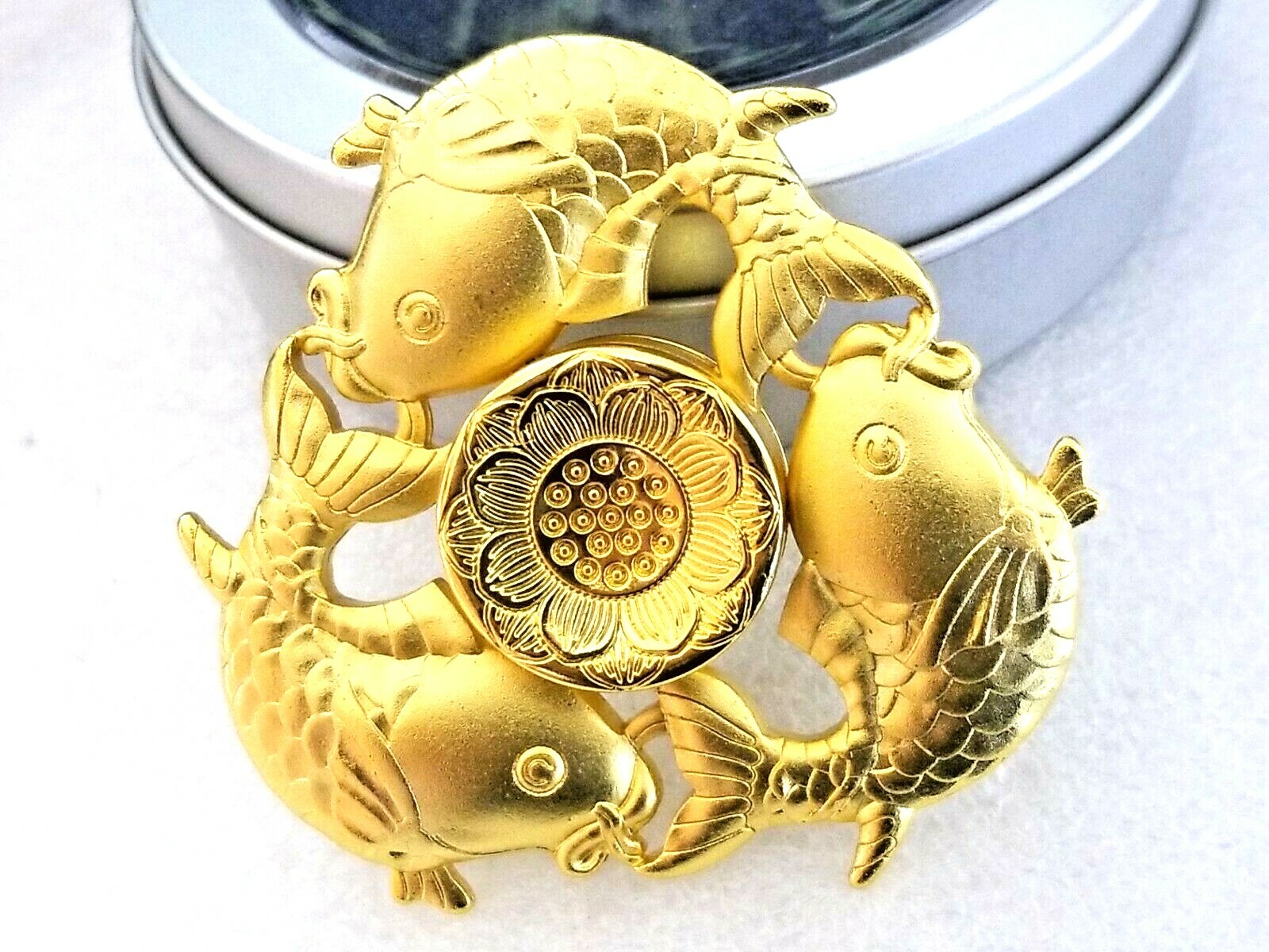 Gold Goldfish Fidget Spinner All Metal Gold Toy Kids Adults  ADHD Focus Stress