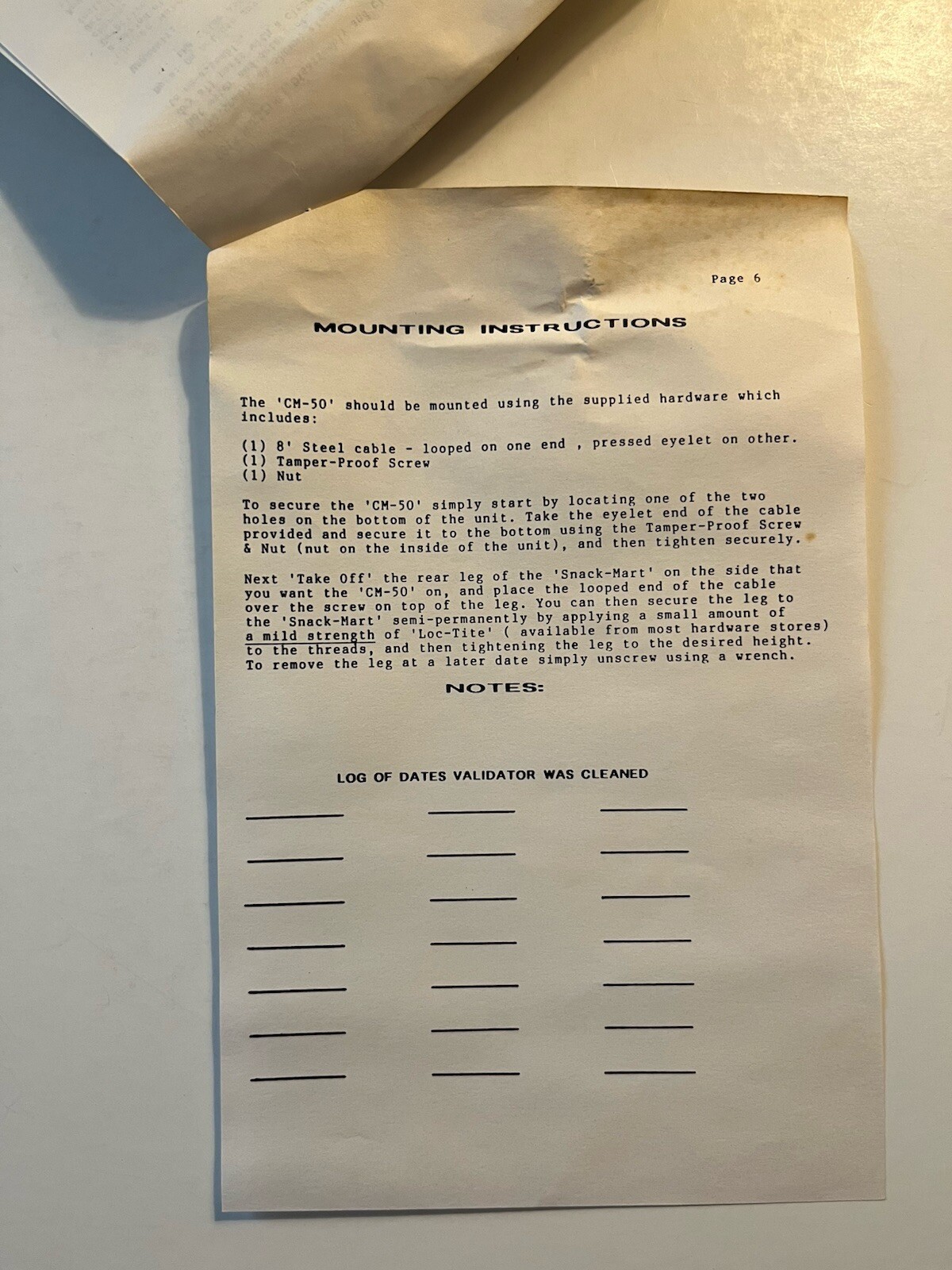 Change Mate Automatic Bill Changer CM-50 INSTRUCTIONS ONLY