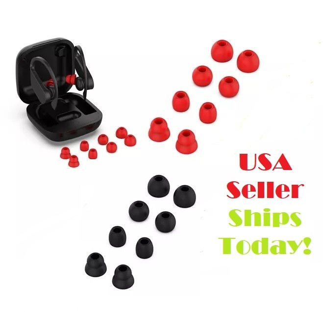 Silicone Ear Tips In-Ear for Beats Powerbeats Pro/3 Earphone Black/Red (4 pairs)
