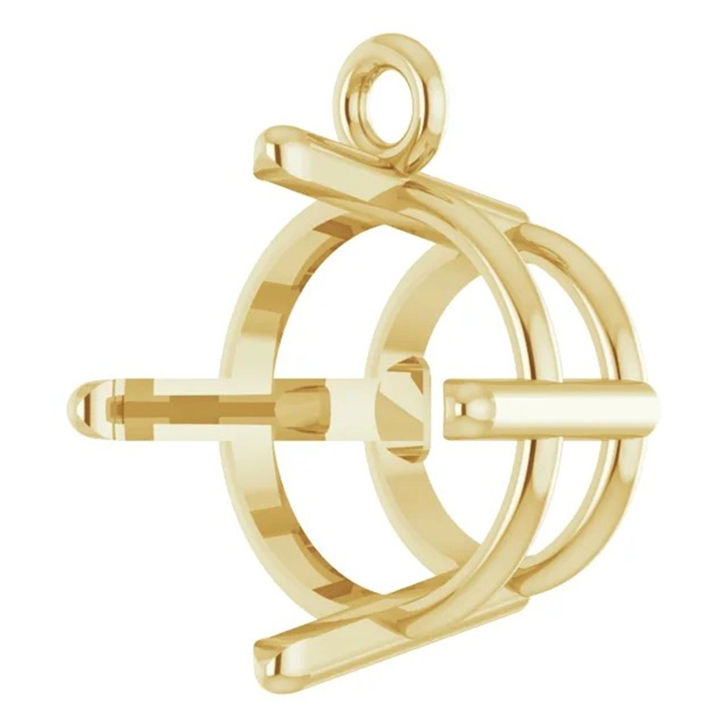 10K Yellow Gold Dangle Mounting Round Cut 4 Prong Basket Designed Setting USA