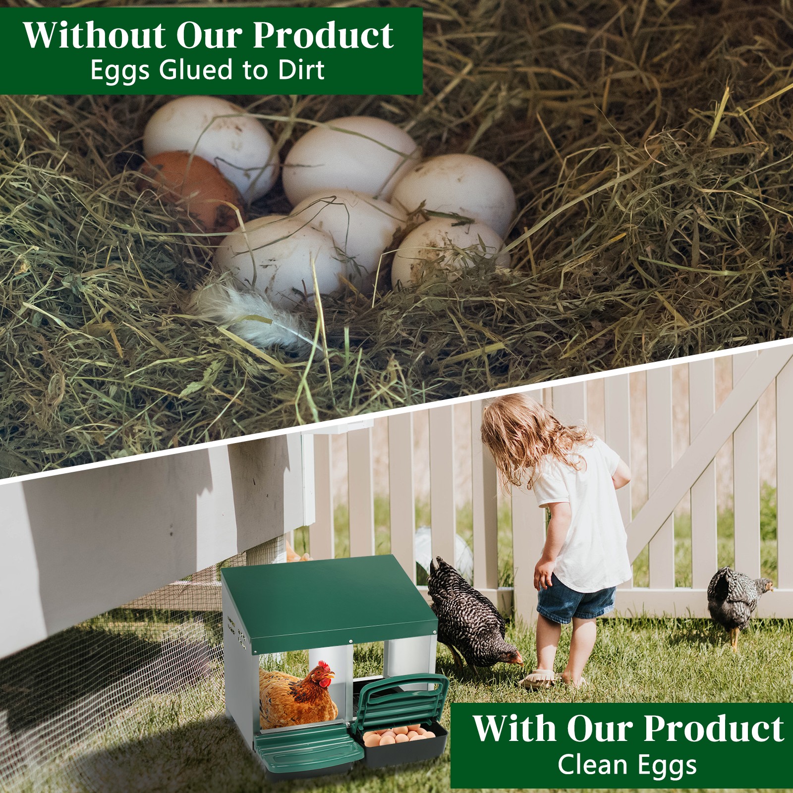 2 Compartment Roll Out Chicken Nesting Box with Plastic Basket, Egg Nest Box