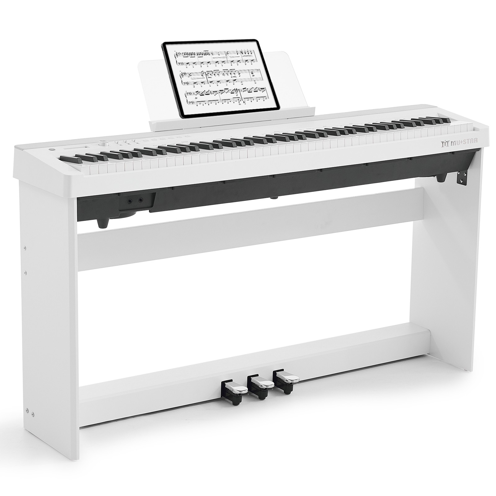 MUSTAR White 88Keys Fully Weighted Digital Piano Graded Hammer Action Keyboard